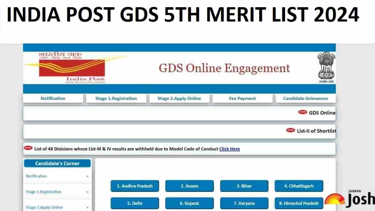 India Post 5th Merit List 2024 OUT at indiapostgdsonline.gov.in: Download State-wise Merit List
