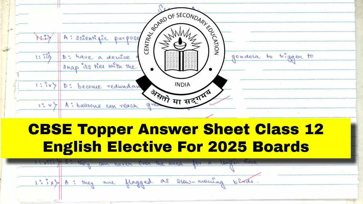 Download Here Class 12 Eng Elective Answer Sheet For 2025 Board Exams by CBSE Topper