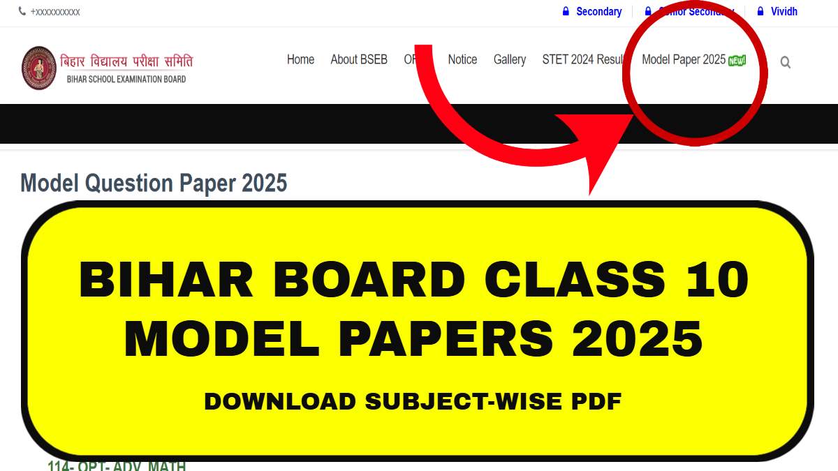 Bihar Board Class 10 Model Papers 2025 Download PDF For All Subjects