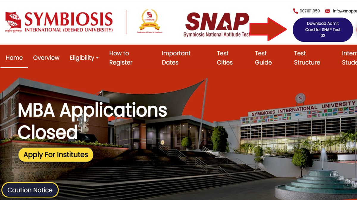 SNAP Test 2 Admit Card 2024 Out, Download Admit Card at snaptest.org