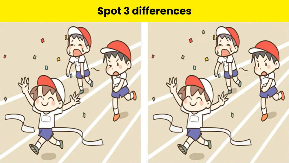 Test your observation skills and spot 3 differences between the school race pictures in 18 seconds. 