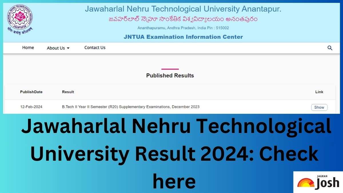 JNTUA Result 2024 OUT on jntua.ac.in, Download UG and PG Semester Marksheet
