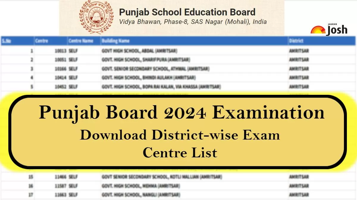 PSEB Board Exam Centre List 2024 Download District wise List in PDF