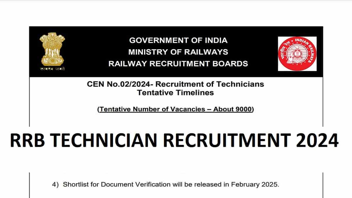 RRB Technician Notification 2024 OUT: Check Salary, 9000 Vacancies Notified