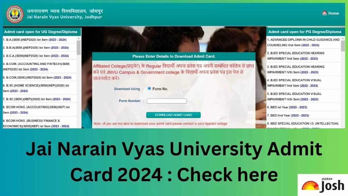 Get the direct link to download JNVU Admit Card 2024 PDF here.