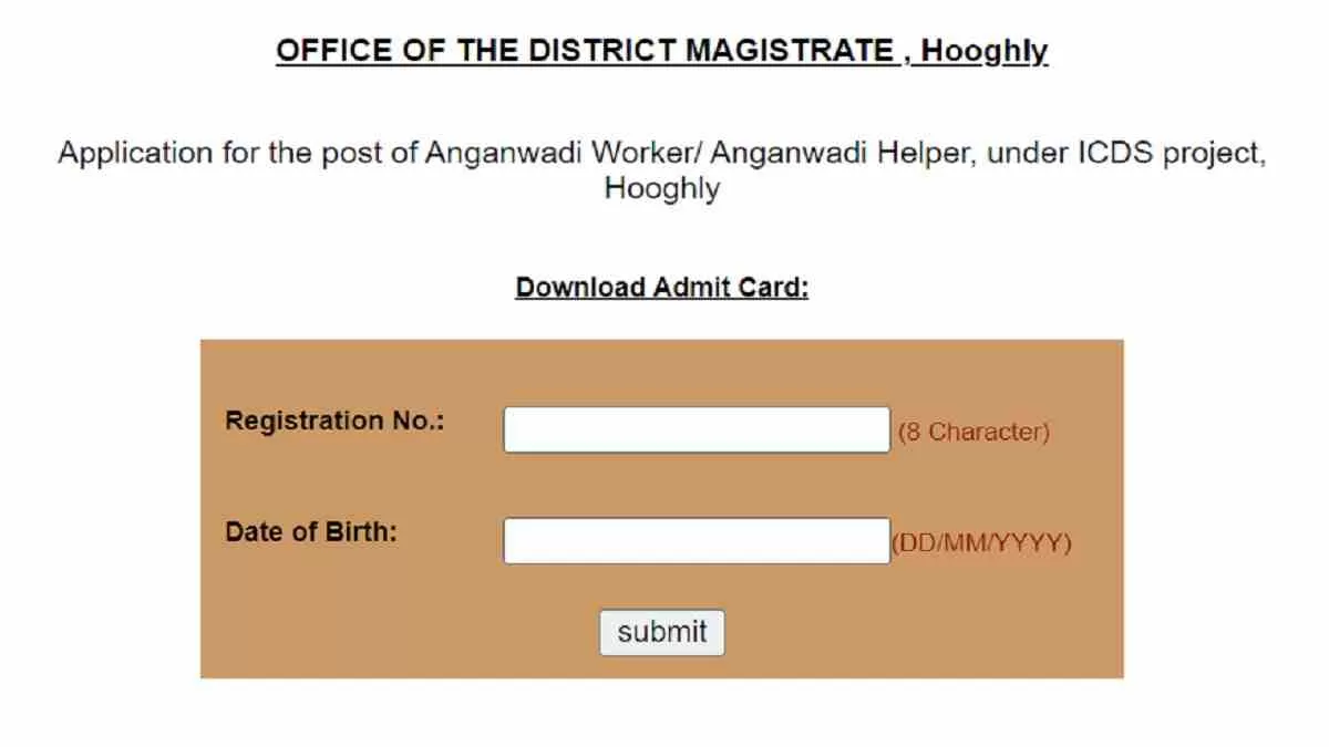 ICDS AWH Admit Card 2024 Out at hooghly.nic.in, Direct Link to Hall Ticket, Check Exam Date