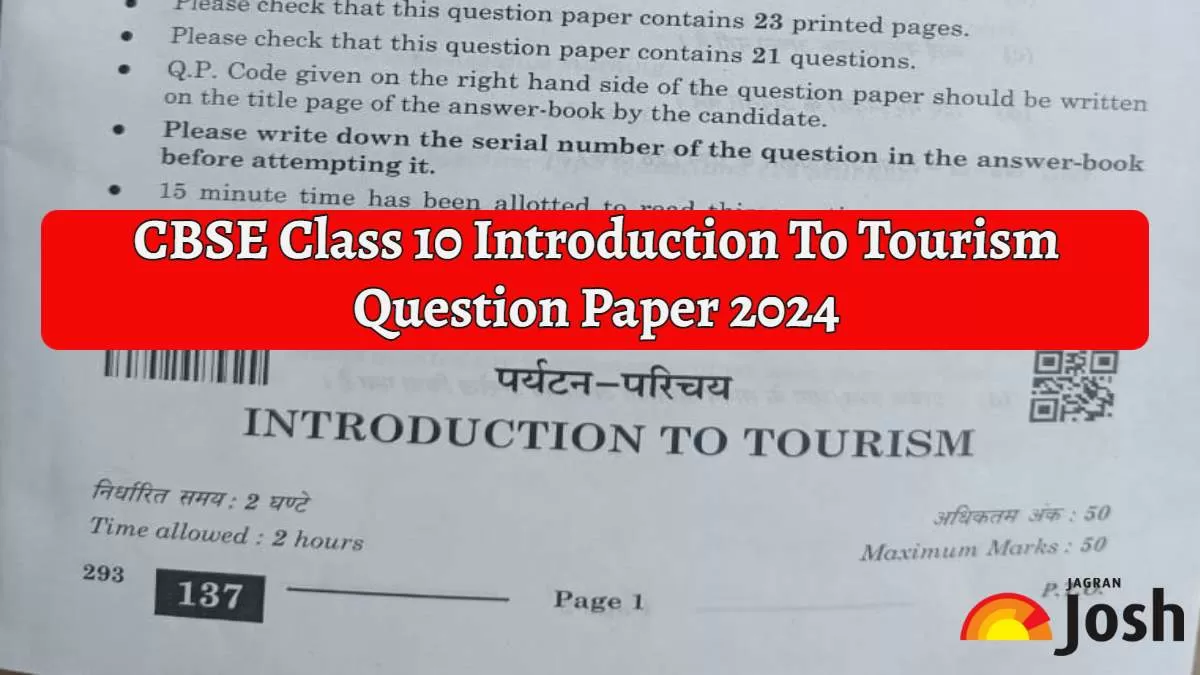 Download CBSE Class 10 Tourism Question Paper 2024 with Answers