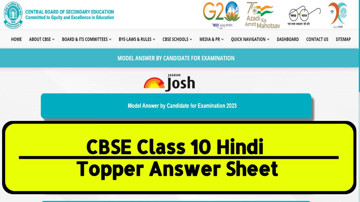 CBSE Topper Answer Sheet Class 10 Hindi: Model Answer Paper By Topper ...