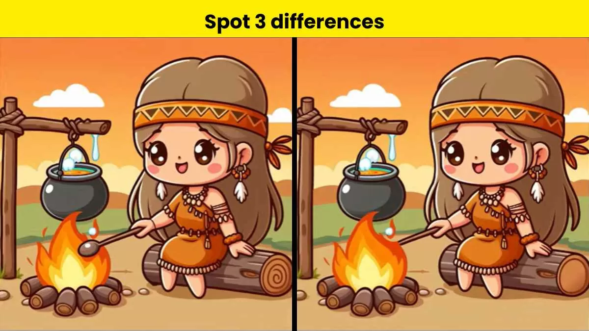 Spot 3 differences between tribal girl pictures