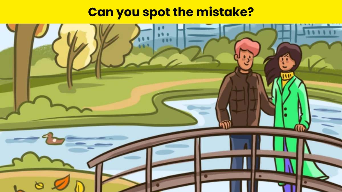 Put your investigating skills to the test and spot the mistake in couple standing in the park picture within 6 seconds.