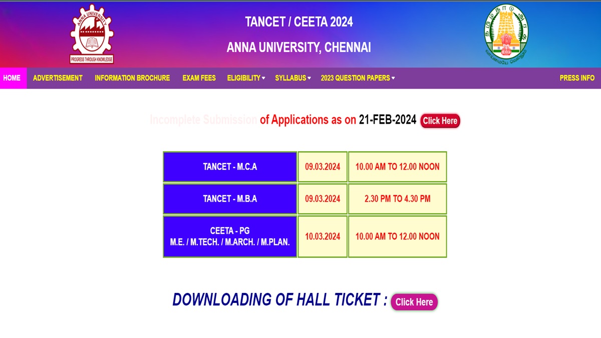 TANCET 2024 Admit Card Out, Steps to Download Hall Ticket PDF, Direct Link