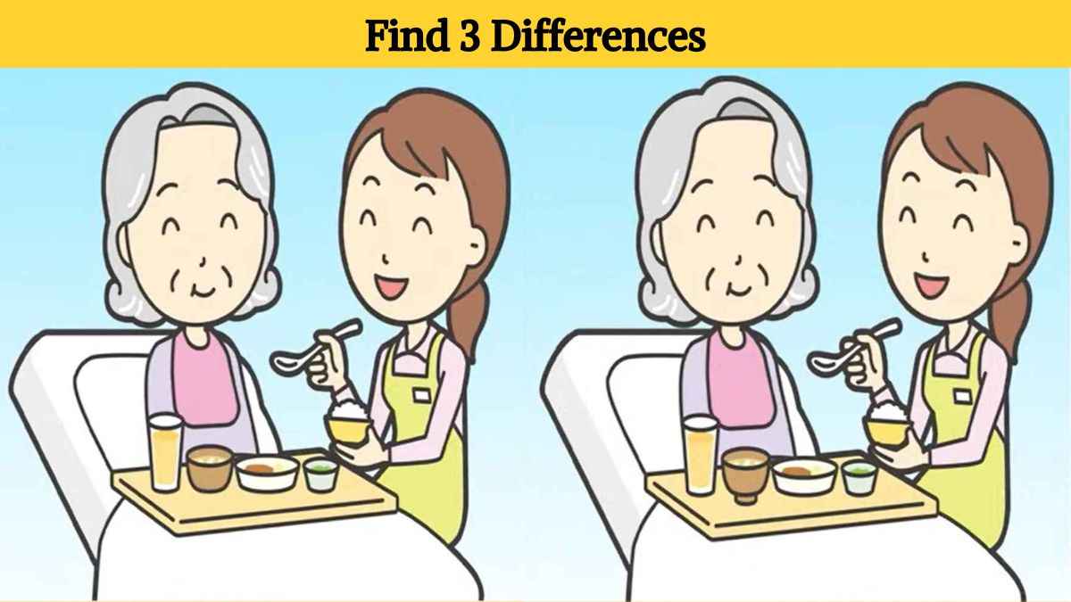 Find 3 differences between pictures of a grandma and her granddaughter in 10 seconds!