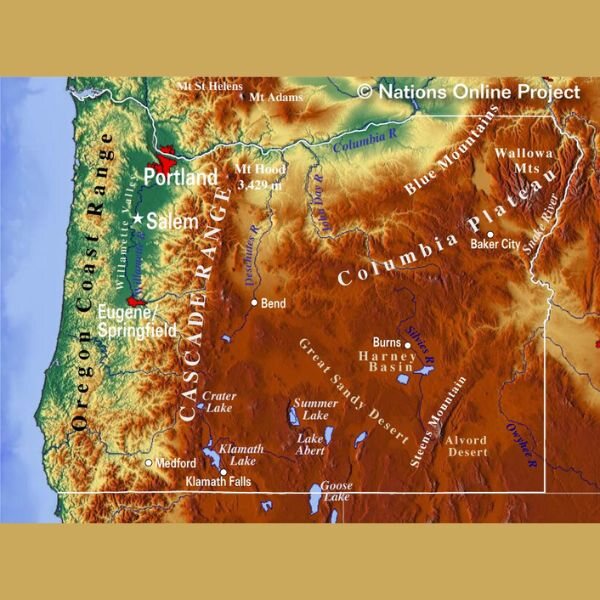 Oregon Map Official Image Population And Other Important Details Oregon Topograph 