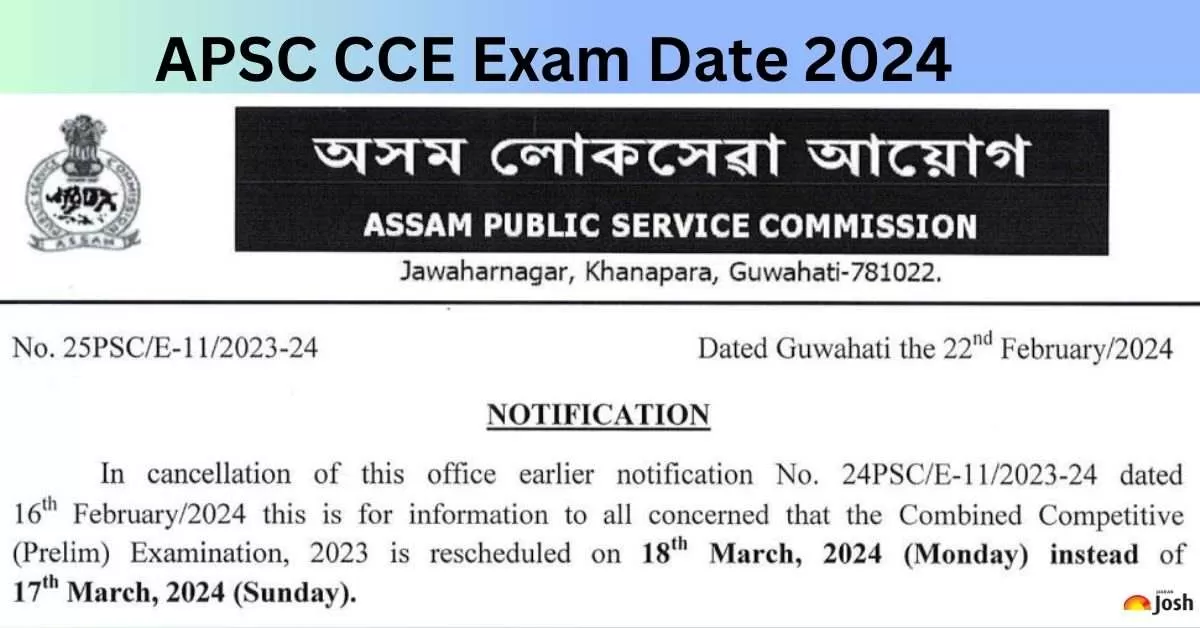 APSC CCE Prelims Exam Date 2024 Revised on apsc.nic.in, Check Official ...