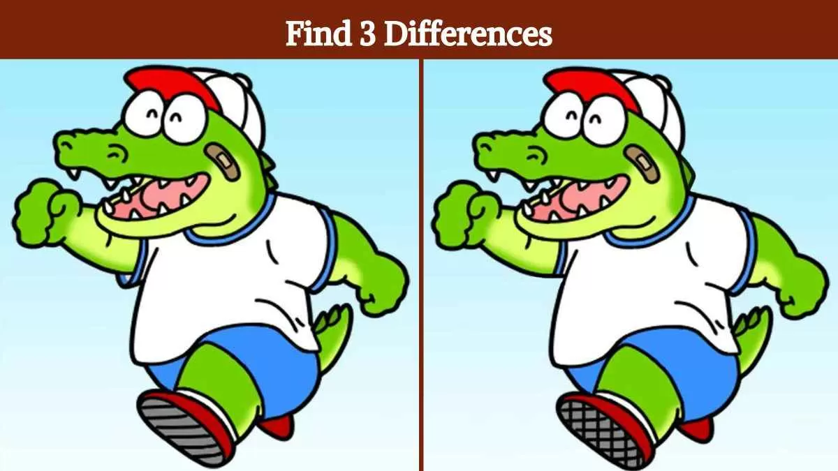 Find 3 differences between crocodile pictures