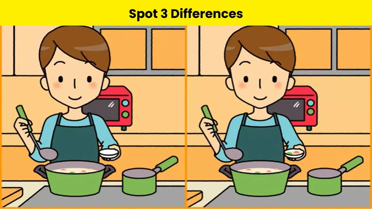 Spot 3 differences between the cooking boy images