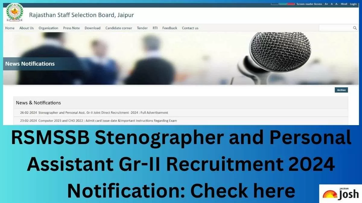 RSMSSB Stenographer and Personal Assistant Gr-II Recruitment