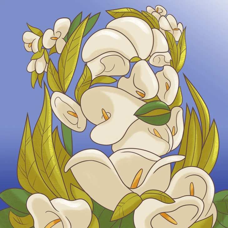 where is the lady hidden in the image