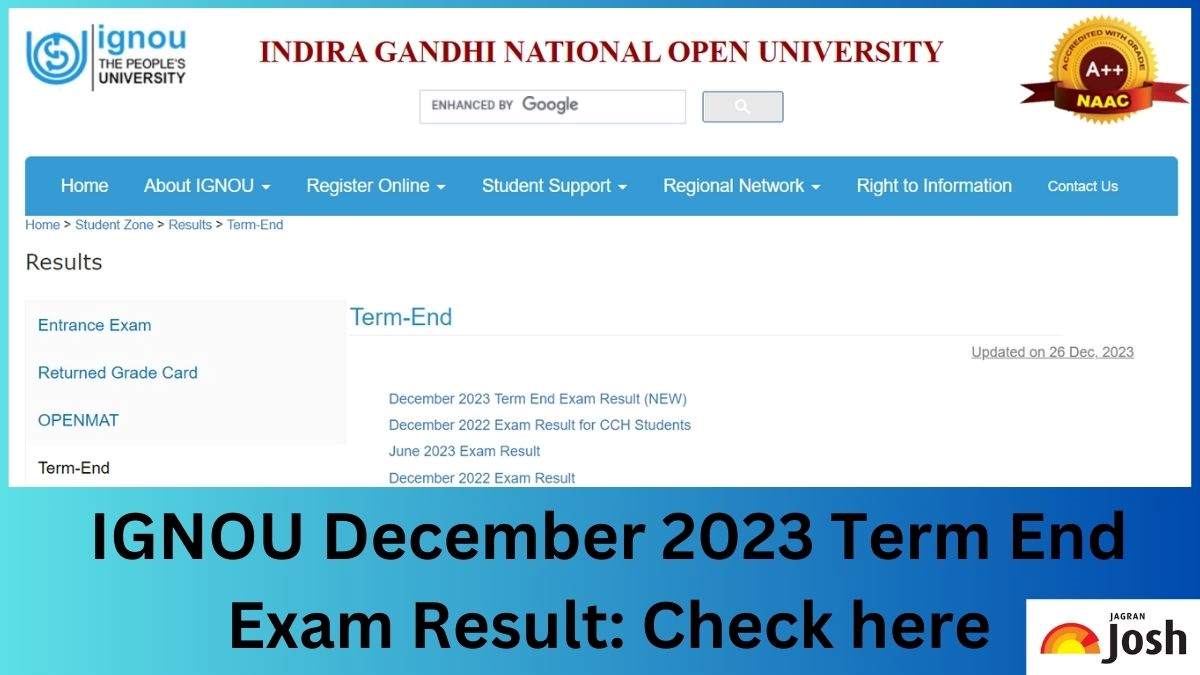 IGNOU Term End Result 2025 OUT at ignou.ac.in; Download December TEE