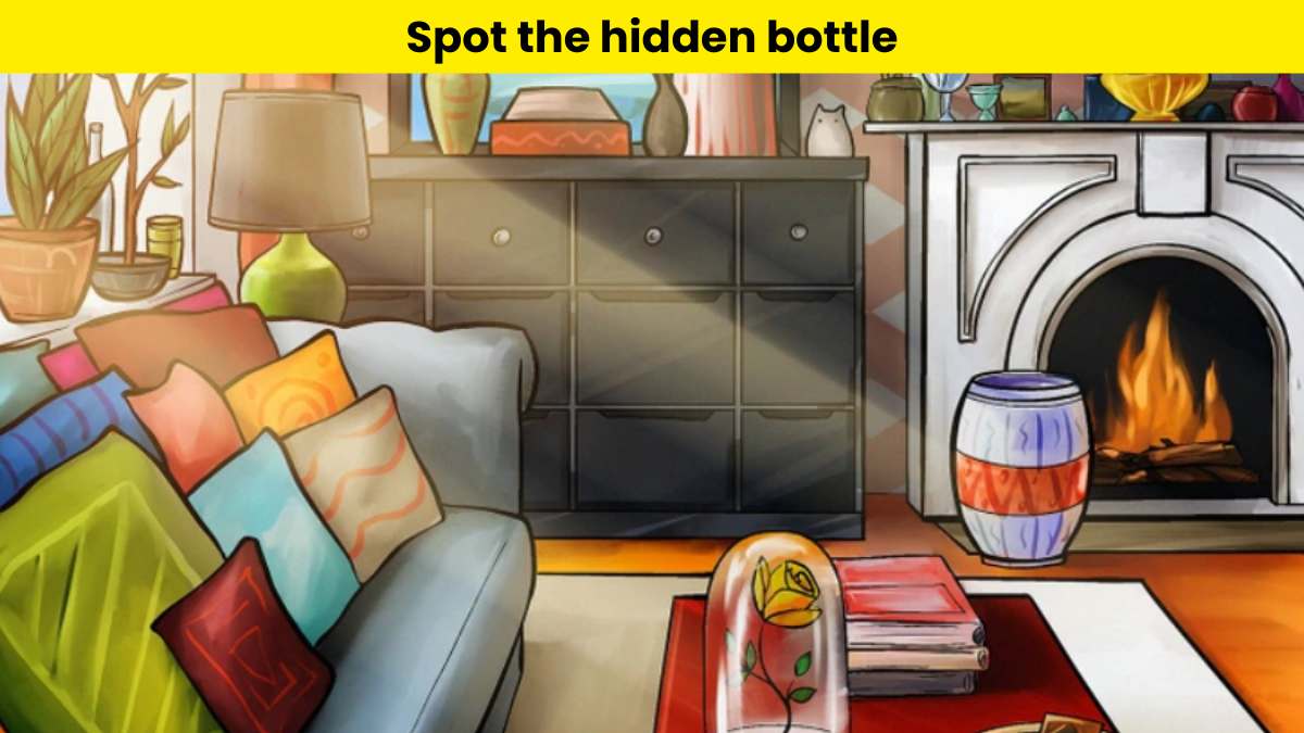 You have hawk-like eyes if you can spot the bottle hidden in the living room within 6 seconds. 