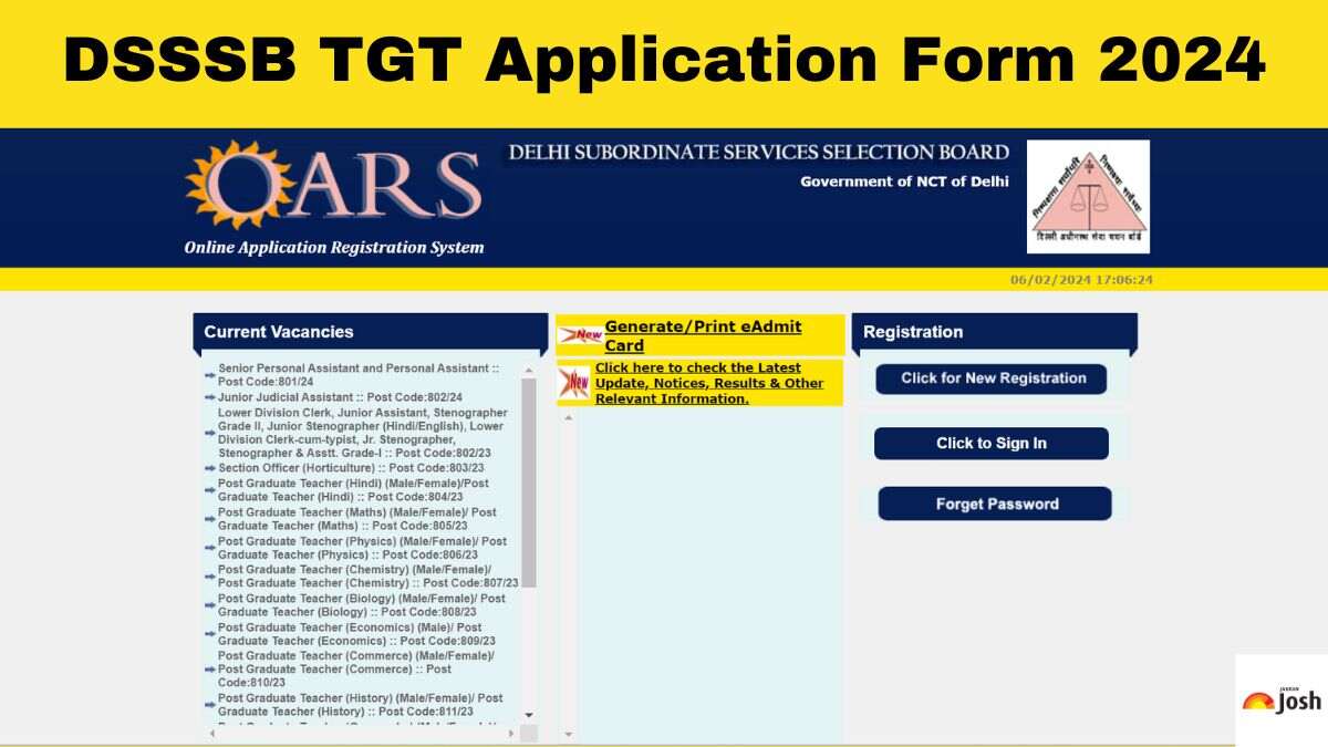 DSSSB TGT Apply Online 2024: Direct Application Form Link Here