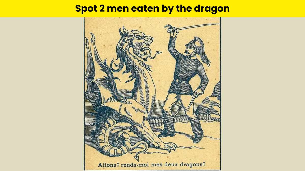 Only top 1% attentive people can spot the 2 men eaten by the dragon within 5 seconds.
