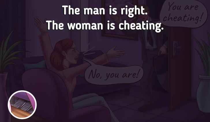 the woman in the picture is cheating