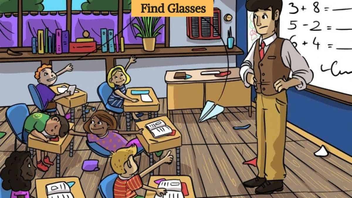 Optical Illusion: Find the lost glasses in the classroom picture in 6 seconds!
