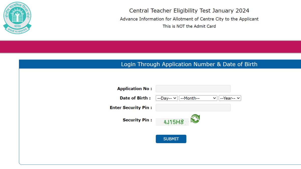 CTET City Intimation Slip 2024 OUT:  सीटीईटी परीक्षा की सिटी इंटीमेशन स्लिप जारी 