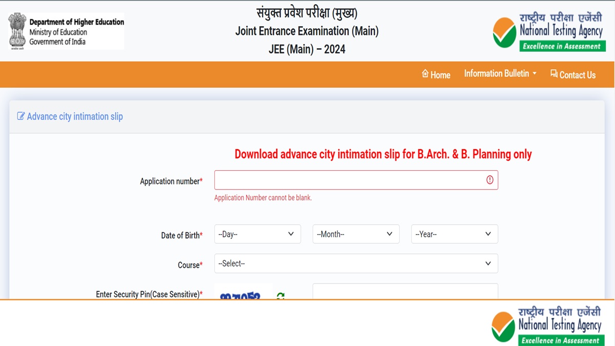 JEE Main 2024 City Intimation Slip Live: Session 1 BTech Exam City Slip ...