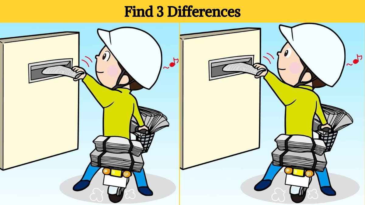 Find 3 differences between the delivery guy pictures in 18 seconds!
