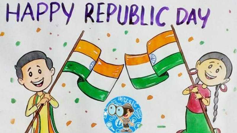 Happy Republic Day Vector Design Images, Minimal Happy Republic Day Slogan,  Minimal Drawing, Republic Drawing, Slogan Drawing PNG Image For Free  Download