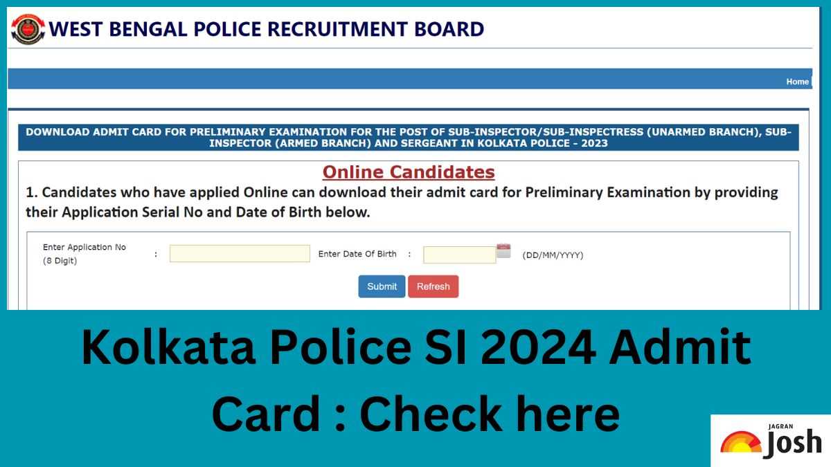 Kolkata Police SI Admit Card 2024 Out at prb.wb.gov.in; Download Hall Ticket Here
