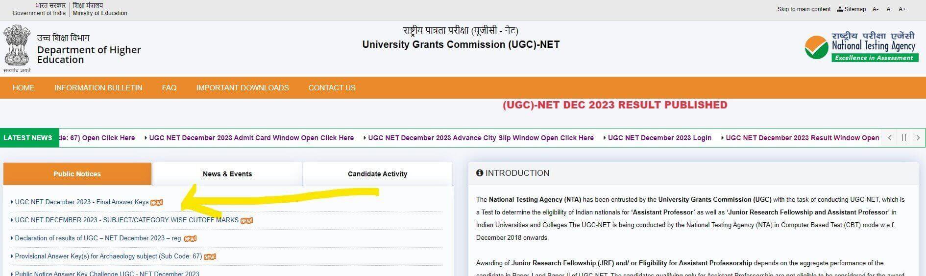 Ugc Net Answer Key 2023 Out Download Subject Wise Final Answer Key Link Here 3734