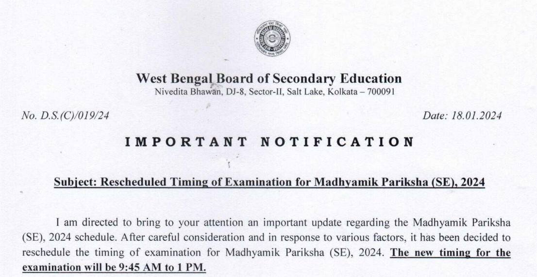 WBBSE Exam Date 2024 WB Madhyamik and HS Routine and Time Table