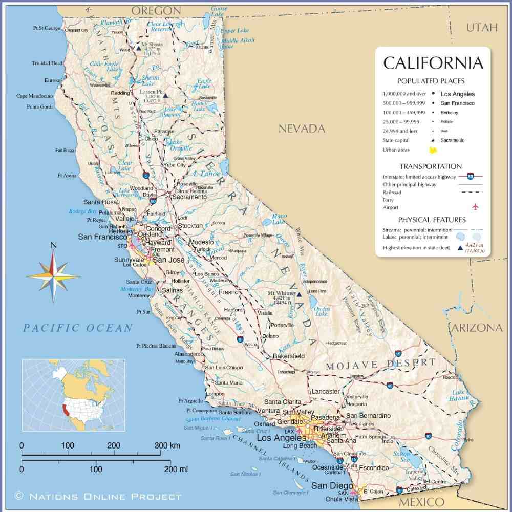 California Map: Official Image, Population And Other Important Details