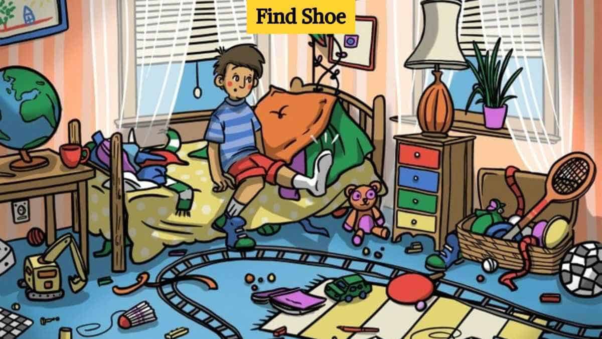 Optical Illusion Vision Test: Find the boy’s shoe in the room in 7 seconds!