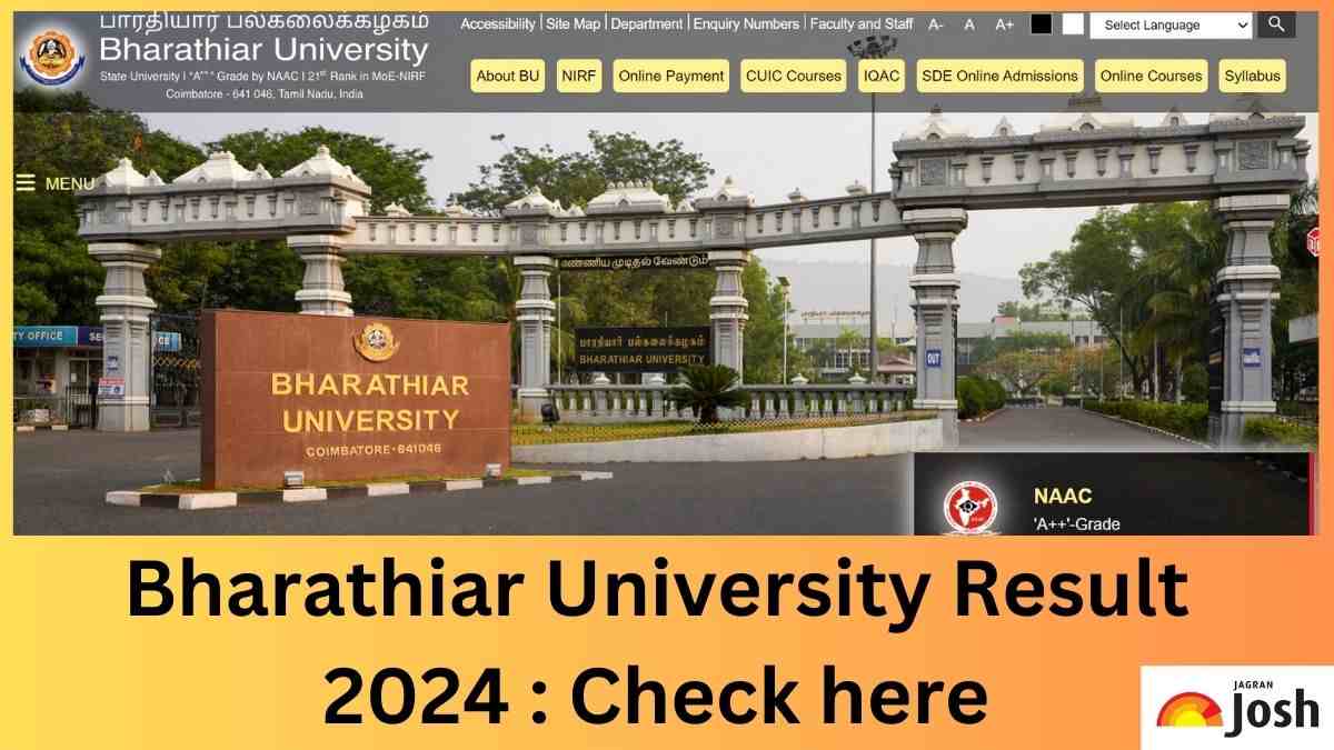 Bharathiar University Result 2024 OUT at bu.ac.in; Direct Link to