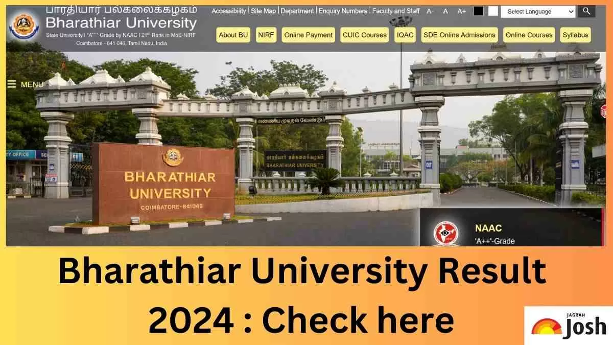 Bharathiar University Result 2024 OUT at bu.ac.in; Direct Link to