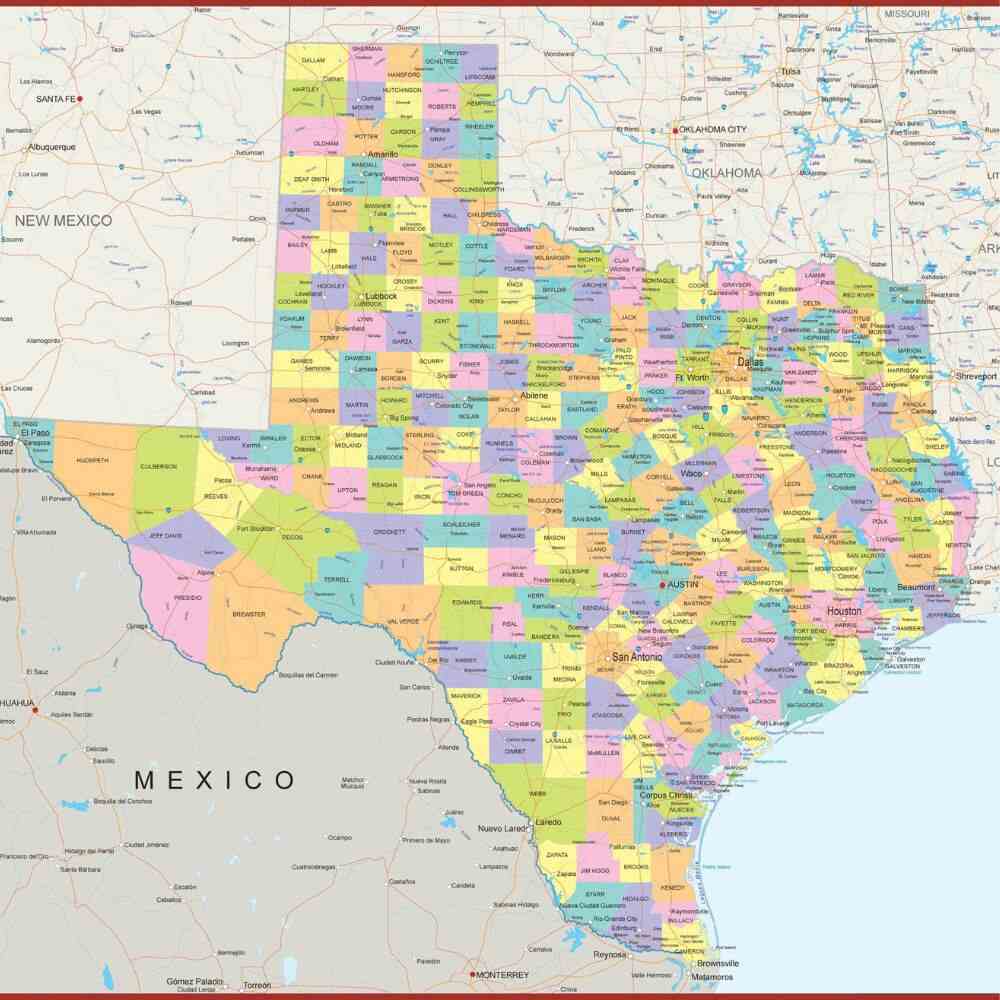 Texas Map: Official Image, Population and Other Important Details