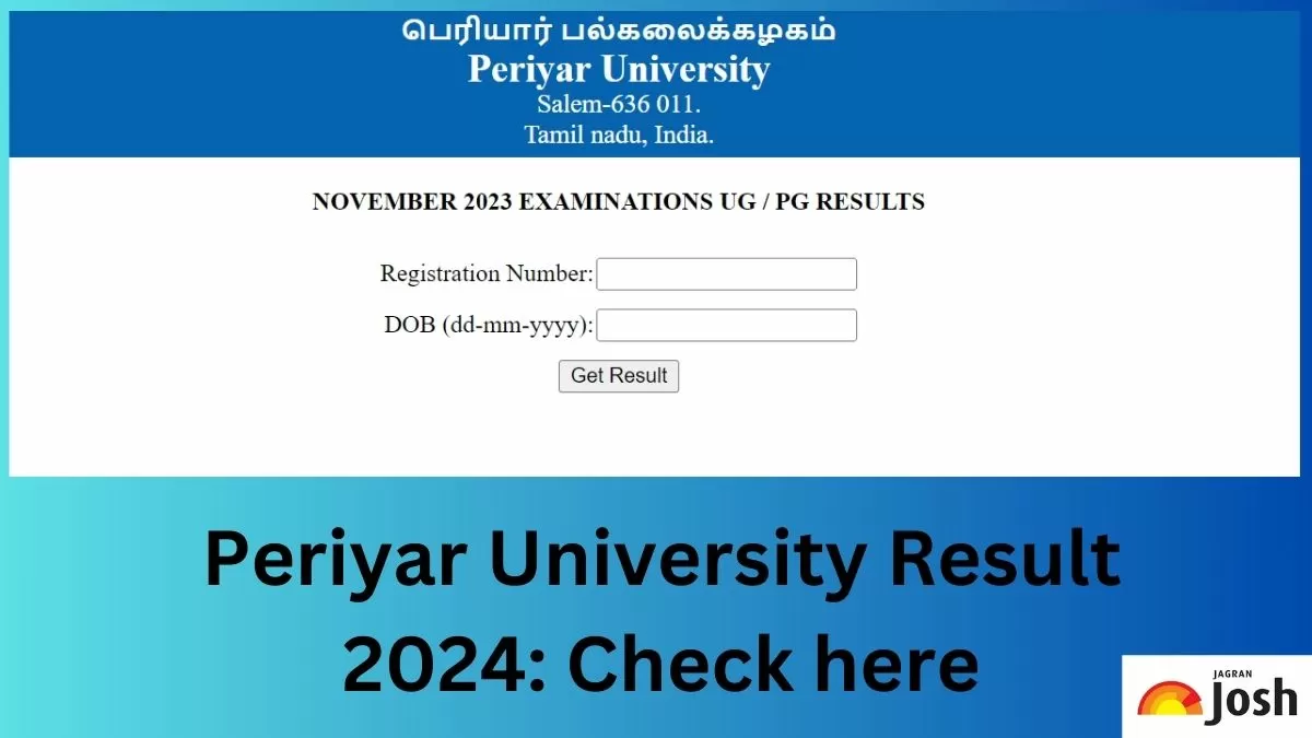 Periyar University November UG, PG Result 2024 Link to Check with