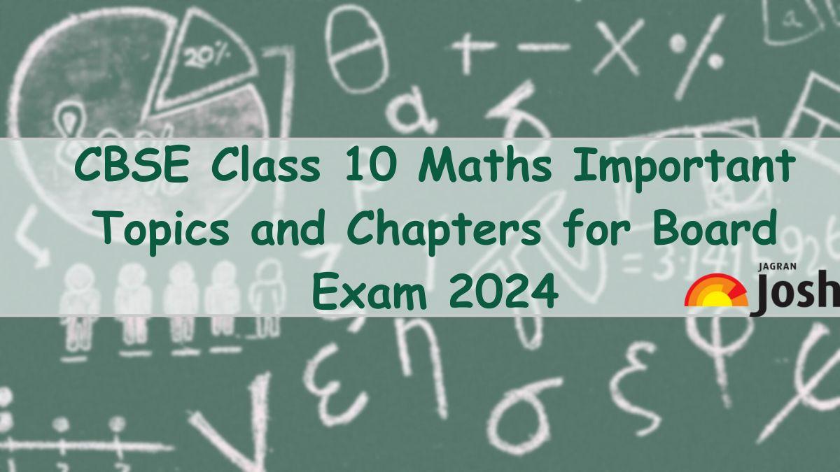 CBSE Class 10th Maths Important Topics and Chapters for 2024 Board Exam
