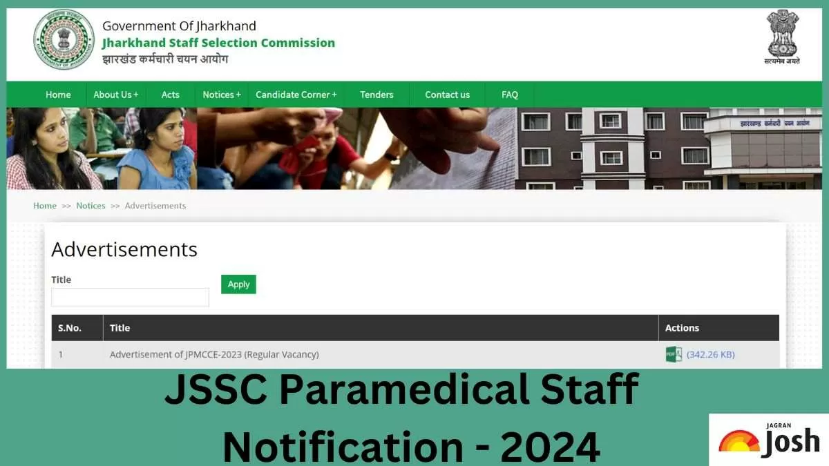 JSSC Paramedical Staff Recruitment 2024 Notification