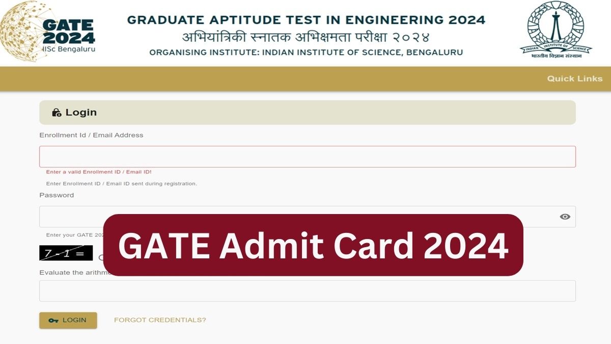 GATE Admit Card 2024 Live Updates IISc Bangalore to Release Admit