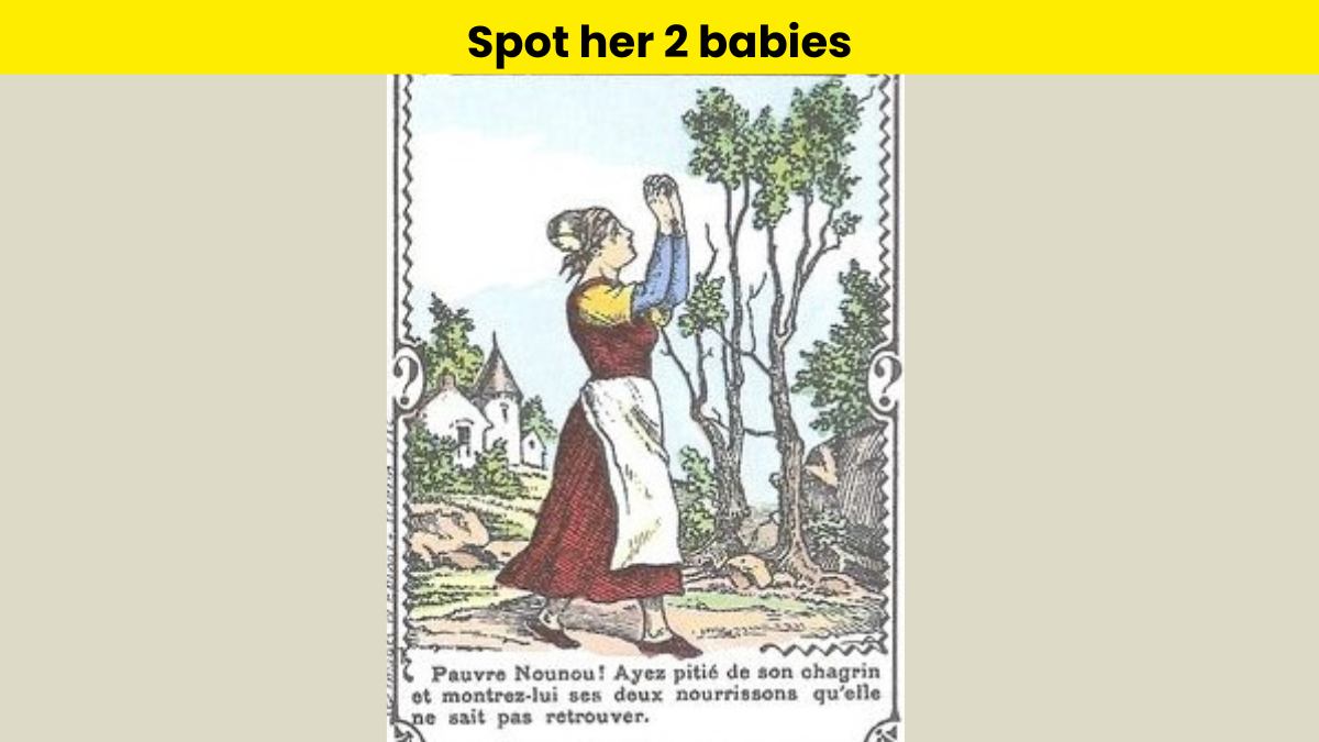 You need to have extra-sharp eyes to find 2 babies of the woman in 8 seconds.