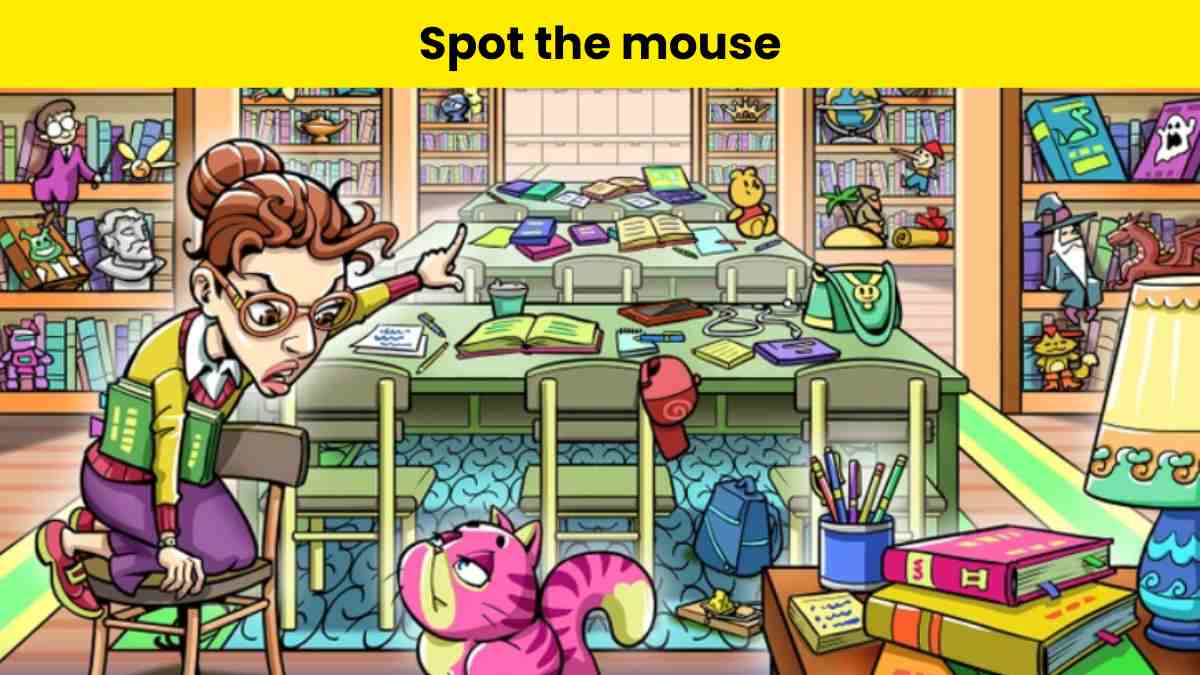 You have eagle eyes if you can spot the mouse at the library in 6 seconds.