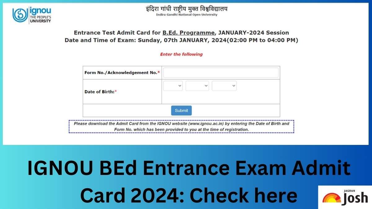 IGNOU Hall Ticket 2023 - Direct Link to download