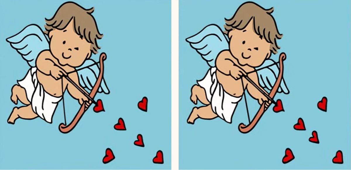 You have great eyesight if you can spot 3 differences between the cupid ...