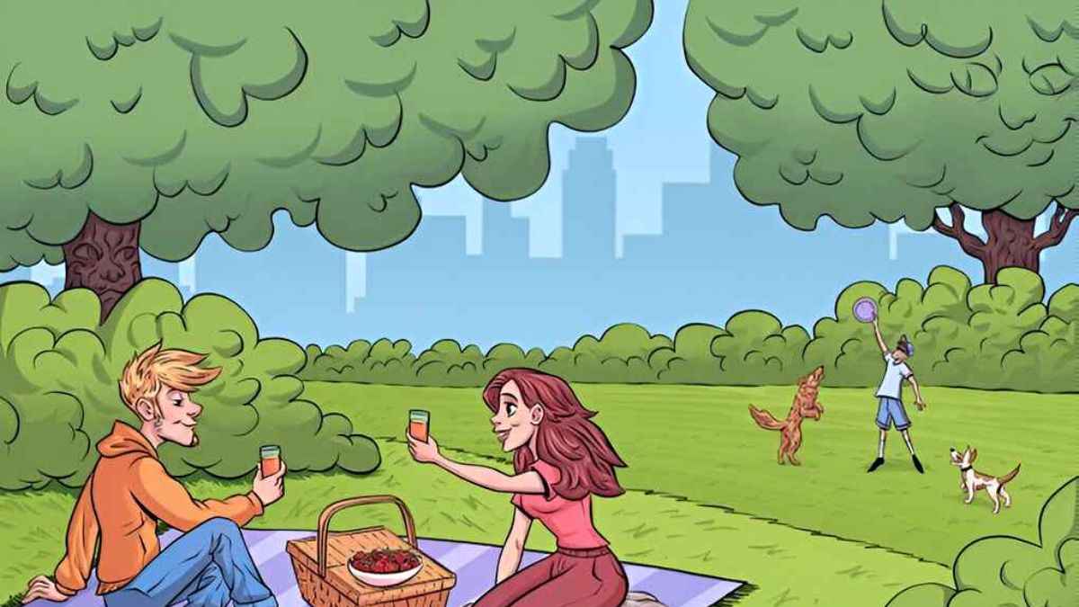 Test your visual prowess by finding three hidden faces in the park in 8 seconds!