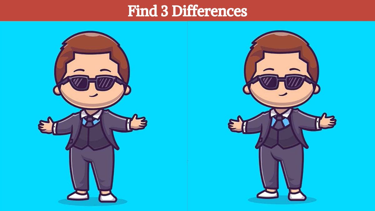 Find 3 differences between the pictures of a boy with sunglasses in 14 seconds!